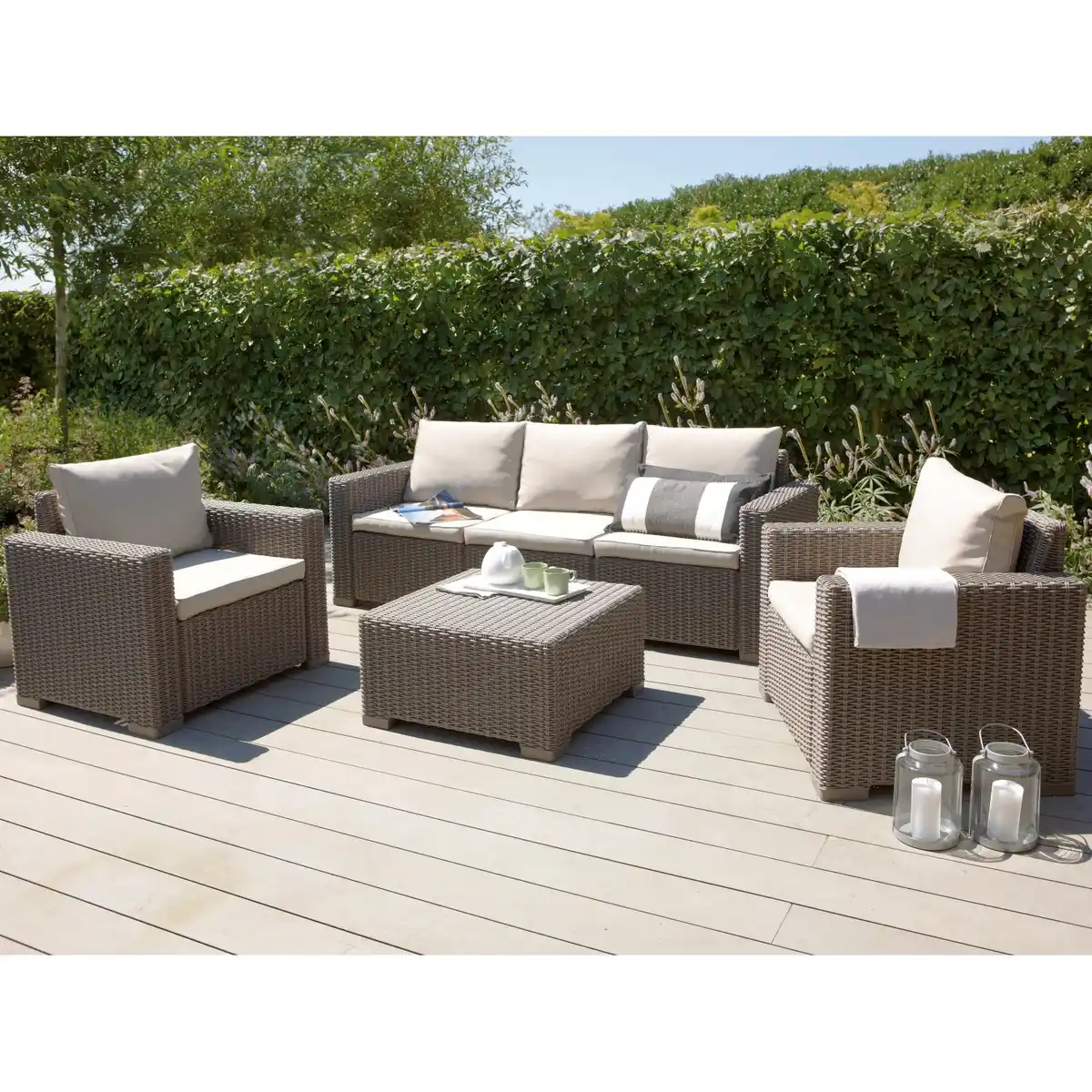 Bild 1 von Best Garten-Lounge-Set Mombasa 4-teilig aus Polyrattan Cappuccino/Sand