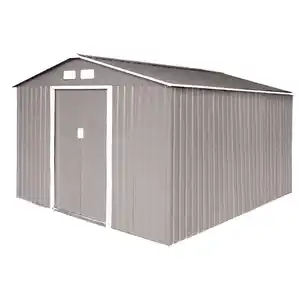 Hattoro S300 Metall Gerätehaus mit Bodenrahmen 12,5 m³ Satteldach Hellgrau