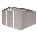 Bild 1 von Hattoro S300 Metall Gerätehaus mit Bodenrahmen 12,5 m³ Satteldach Hellgrau