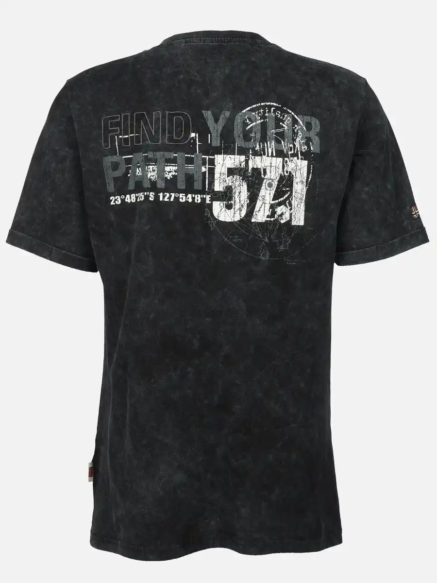 Bild 2 von Herren Henleyshirt mit Print Schwarz