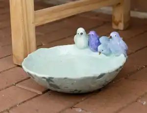 Vogeltränke mit 4 Vögelchen 25cm