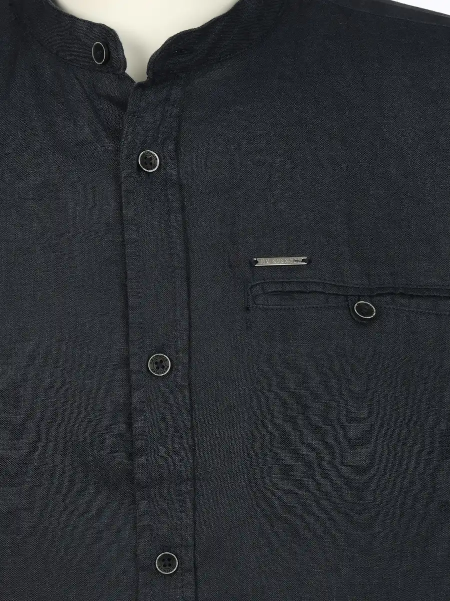 Bild 3 von Herren Leinenhemd mit Stehkragen Blau