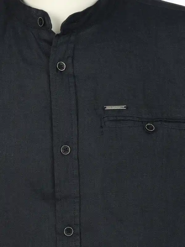 Bild 3 von Herren Leinenhemd mit Stehkragen Blau