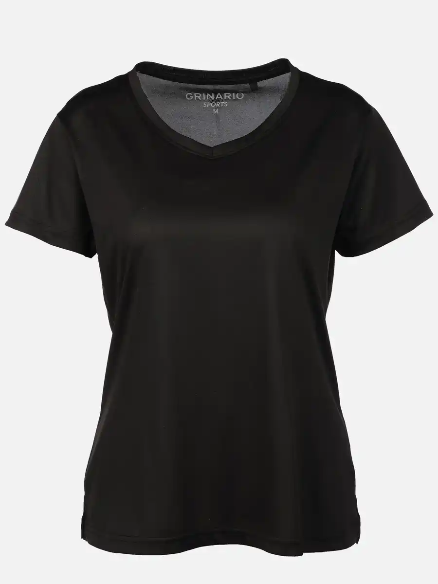 Bild 1 von Damen Sport T-Shirt mit V-Ausschnitt Schwarz