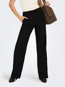 Only ONLGOA MW LINEN BL PU Freizeithose Schwarz