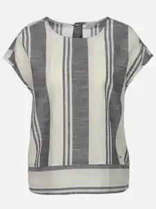 Damen Schlupfbluse mit Streifen Schwarz