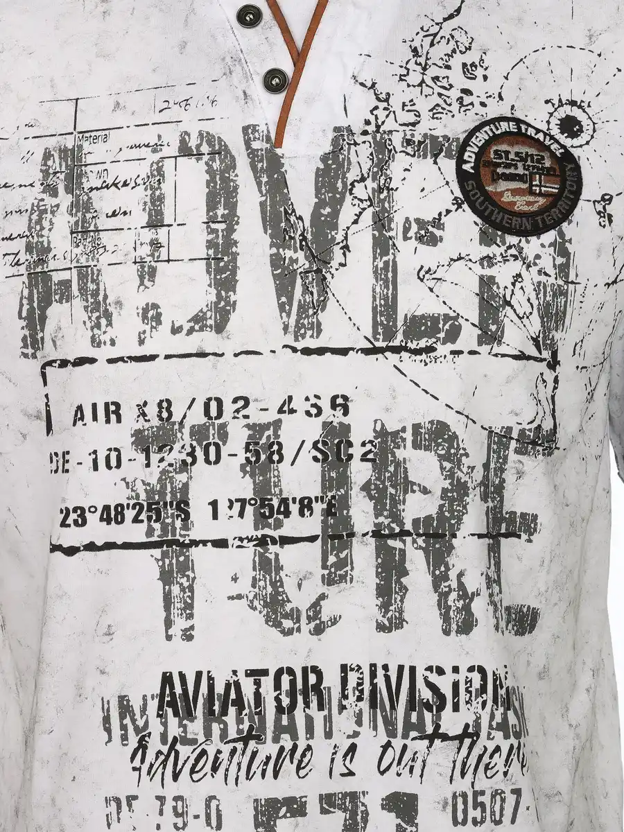 Bild 3 von Herren Henleyshirt mit Print Weiß