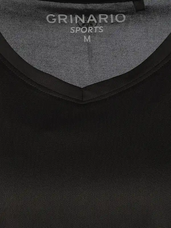 Bild 3 von Damen Sport T-Shirt mit V-Ausschnitt Schwarz