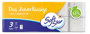 SoftStar Toilettenpapier Das Zuverlässige 3-lagig 10x200 Blatt, 2000 Stk