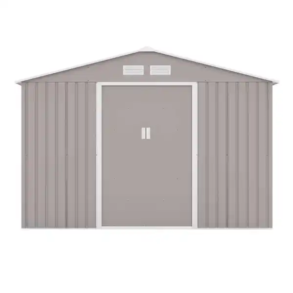 Bild 2 von Hattoro S300 Metall Gerätehaus mit Bodenrahmen 12,5 m³ Satteldach Hellgrau