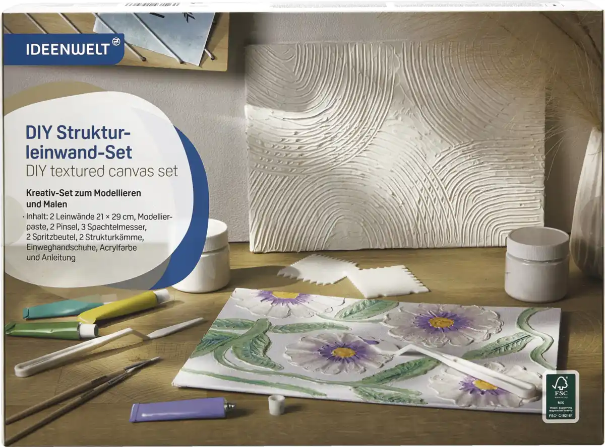 Bild 1 von IDEENWELT DIY-Strukturleinwand-Set Floral