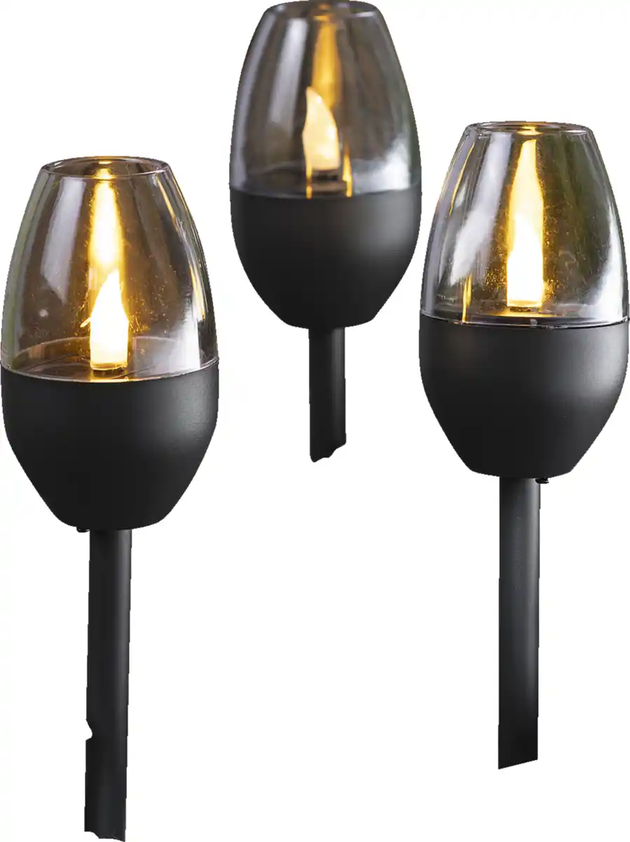 Bild 4 von DEKOWELT Solar-Gartenleuchten 3er-Set anthrazit