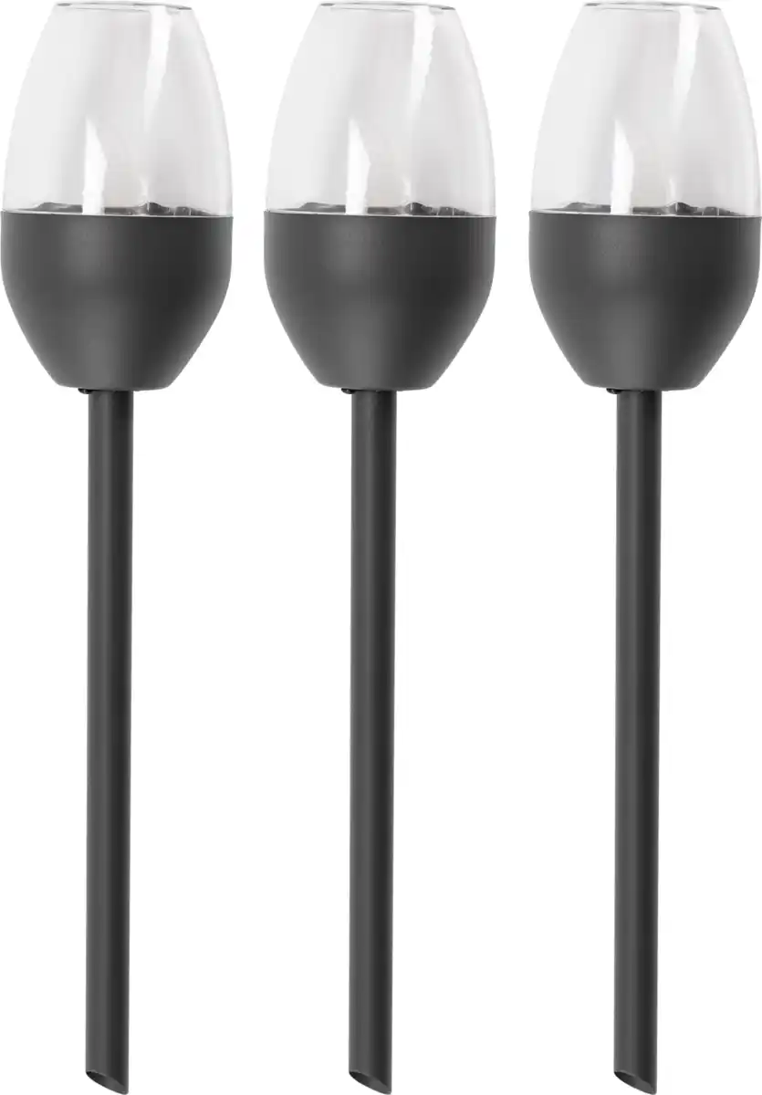Bild 1 von DEKOWELT Solar-Gartenleuchten 3er-Set anthrazit