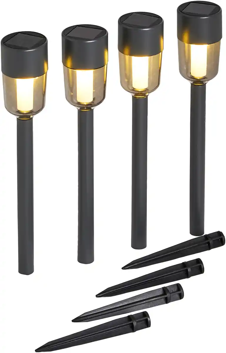 Bild 2 von DEKOWELT Solar-Gartenleuchten 4er-Set anthrazit