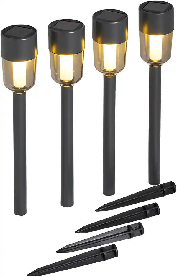 Bild 2 von DEKOWELT Solar-Gartenleuchten 4er-Set anthrazit