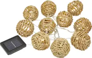 DEKOWELT Solar-Lichterkette Rattanbälle