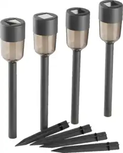 DEKOWELT Solar-Gartenleuchten 4er-Set anthrazit