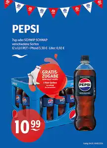 PEPSI 7up oder SCHWIP SCHWAP verschiedene SorteGratis beim Kauf von einer Kiste: 1 Paar Socken, nur solange der Vorrat reicht