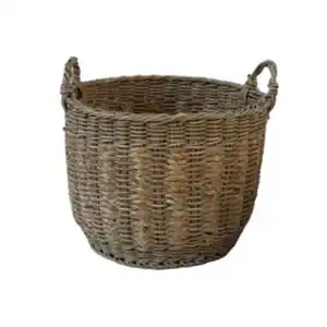 Pflanzkorb, Polyrattan/Wasserhyazinthe, ØxH: 32 x 29/36 cm, natur