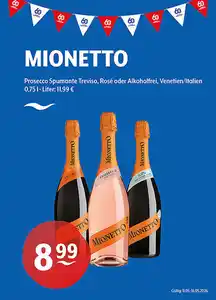 MIONETTO Prosecco Spumante Treviso, Rosé oder AlkoholfreiVenetien/Italien