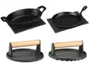 Bild 1 von GRILLMEISTER Grillpfanne + Servierplatte / Burgerpresse glatt / Burgerpresse gerillt
