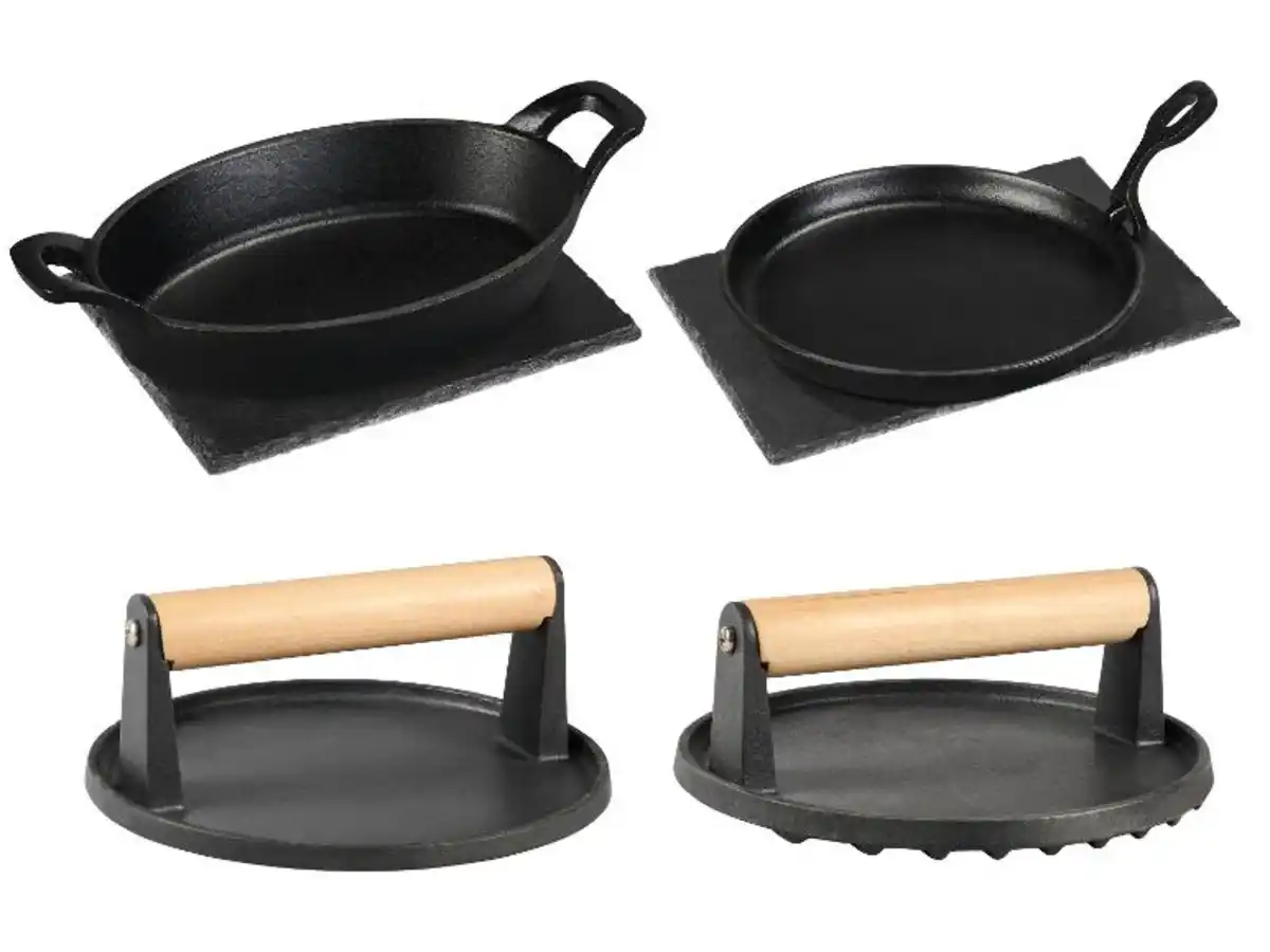 Bild 1 von GRILLMEISTER Grillpfanne + Servierplatte / Burgerpresse glatt / Burgerpresse gerillt