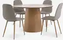 Bild 1 von KLIPLEV Ø120 Tisch Eiche natur + 4 BISTRUP Stühle sand