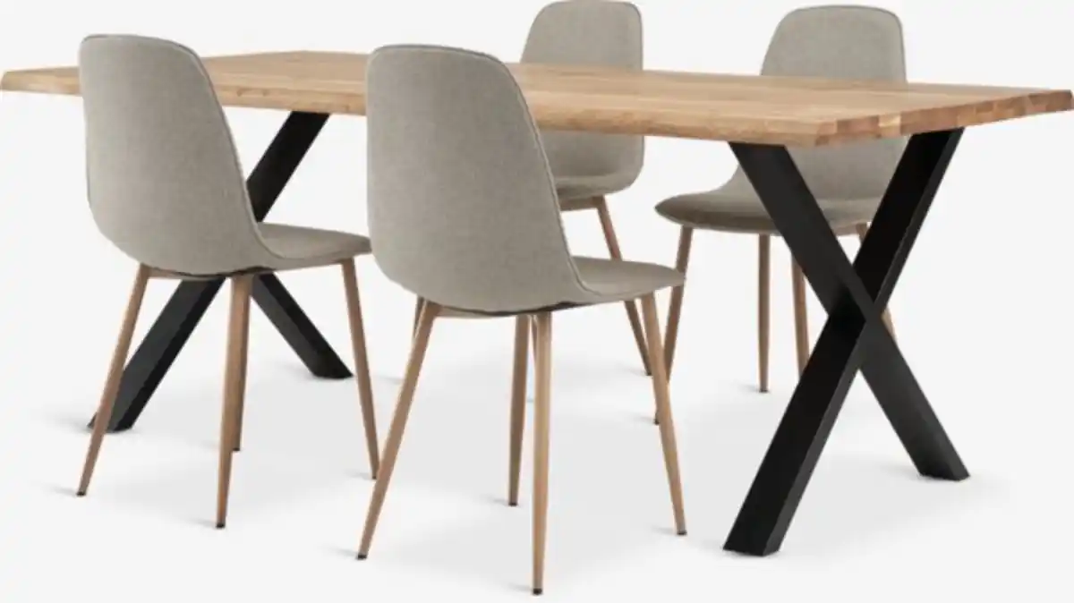 Bild 1 von ROSLEV L200 Tisch Eiche natur + 4 BISTRUP Stühle sand