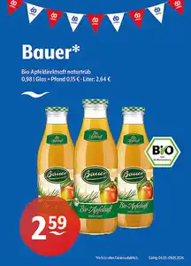 Bauer* Bio-Apfeldirektsaft naturtrüb