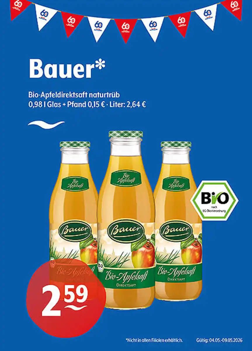 Bild 1 von Bauer* Bio-Apfeldirektsaft naturtrüb