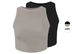 esmara® Damen Gerippte Crop-Tops, 2 Stück