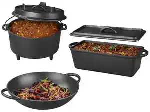 GRILLMEISTER Dutch Oven / Kastenform mit Deckel/ Grill-Wok