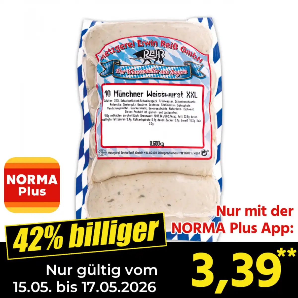 Bild 1 von Erwin Reiß Münchner Weißwurst XXL