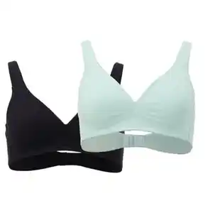 UP2FASHION WOMEN Damen Soft-Bralette 2er-Pack, Schwarz/Grün, 75 B
