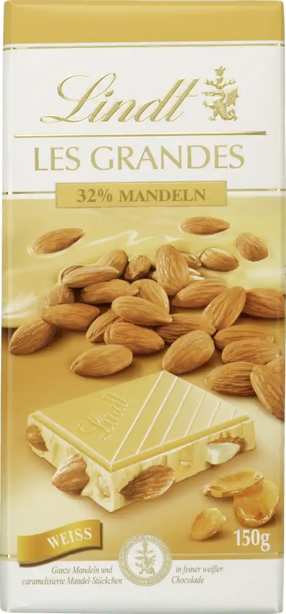 Bild 1 von Lindt Les Grandes Tafel Weiße Schokolade mit Mandeln, 150 g