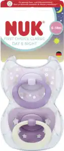NUK First Choice Classic Day & Night Silikon-Schnuller, 6-18 Monate