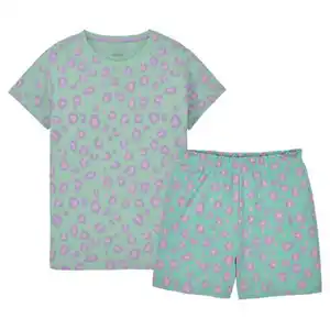 LILY & DAN Kinder Sommer Pyjama, Türkis AOP, 122/128