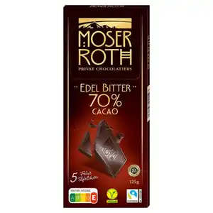 MOSER ROTH Dunkle Schokolade 125 g, Edelbitter 70 % Kakao