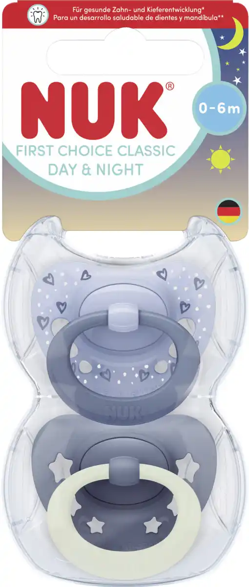 Bild 1 von NUK First Choice Classic Day & Night Silikon-Schnuller, 0-6 Monate