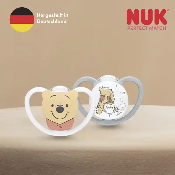 Bild 2 von NUK Disney Winnie Puuh Perfect Match Air Silikon-Schnuller, 6-18 Monate
