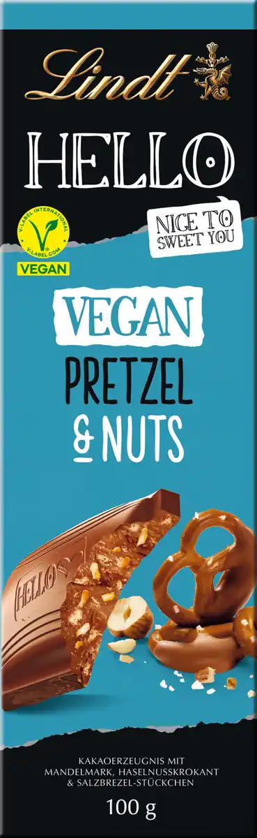 Bild 1 von Lindt HELLO Vegan Pretzel & Nuts Tafel, 100 g