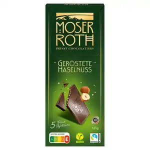 MOSER ROTH Schokolade 125 g, Zartbitter-Geröstete Haselnuss