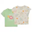 Bild 1 von LILY & DAN Kleinkinder T-Shirt, 2er-Pack, Grün/Weiß, 86/92
