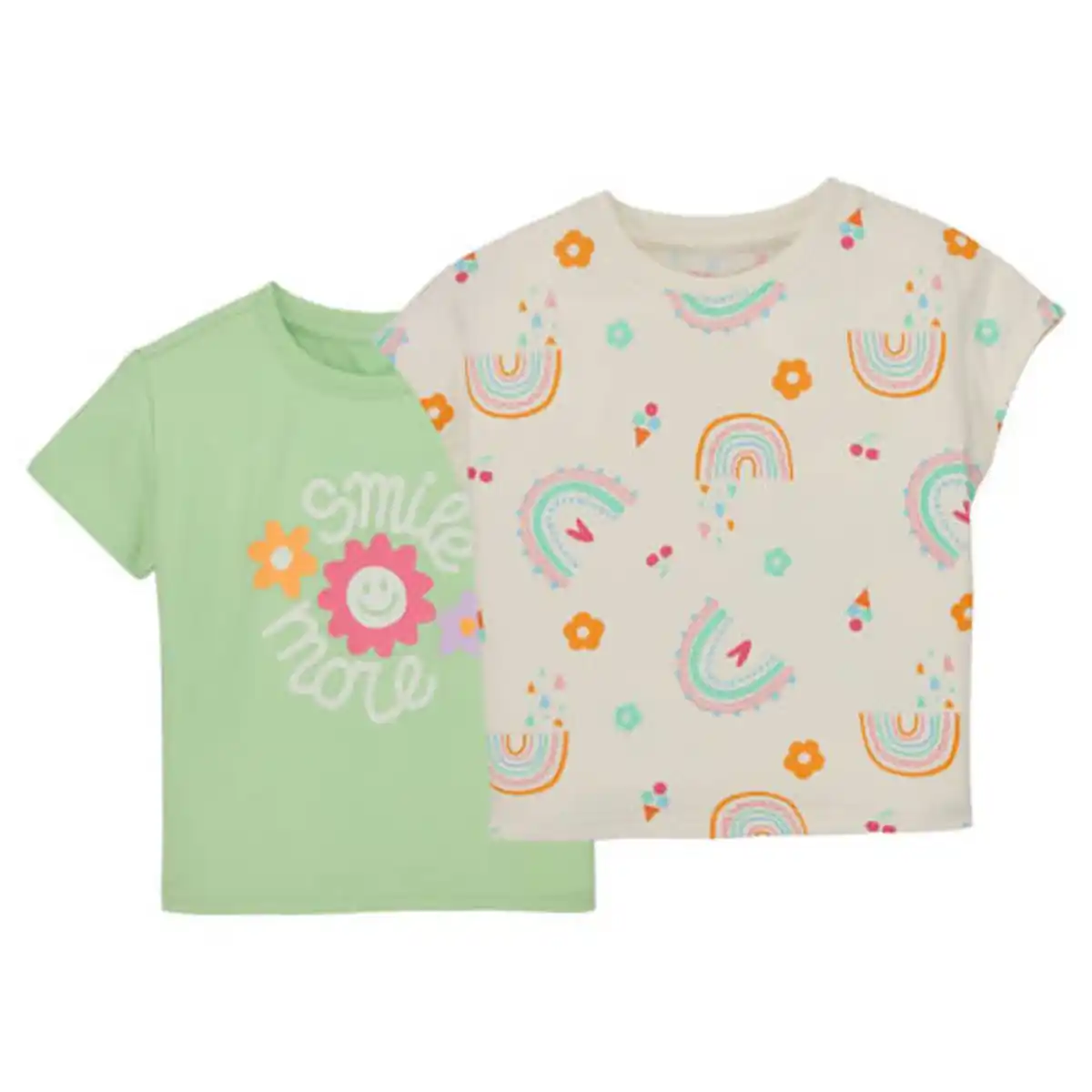 Bild 1 von LILY & DAN Kleinkinder T-Shirt, 2er-Pack, Grün/Weiß, 86/92