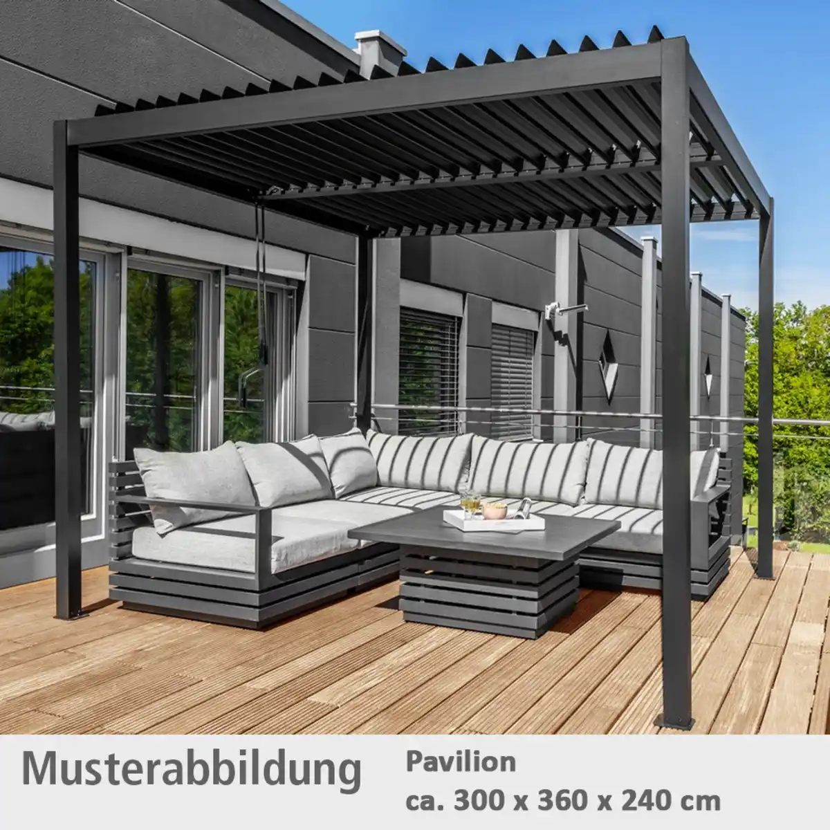 Bild 1 von Pavillon mit Lamellendach aus Stahl und Aluminiumlegierung ca. 300 x 600 x 240 cm