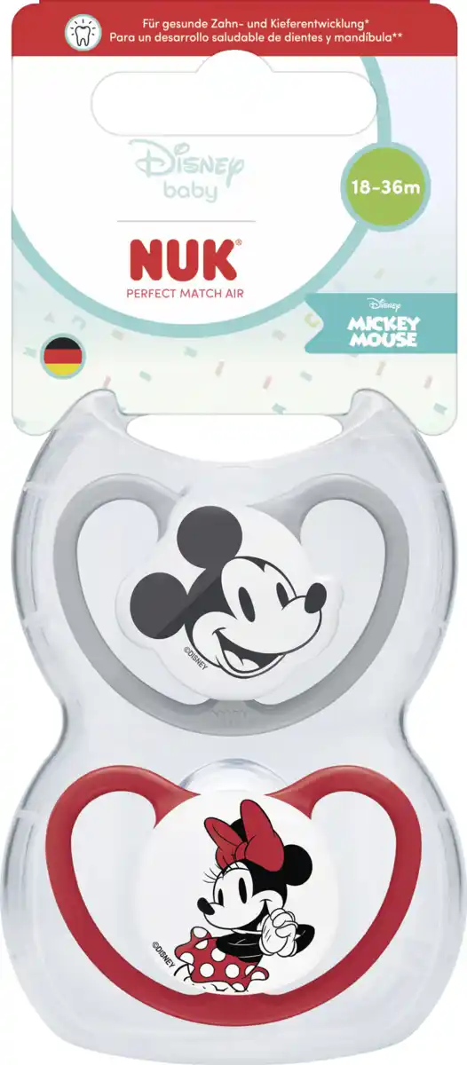 Bild 1 von NUK Disney Mickey Mouse Perfect Match Air Silikon-Schnuller, 18-36 Monate