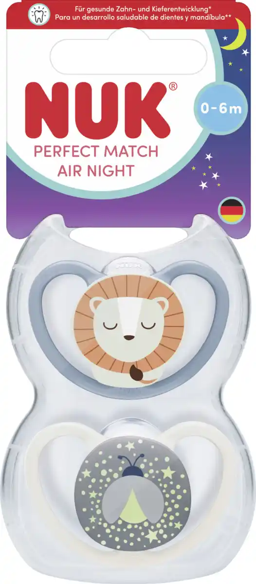Bild 1 von NUK Perfect Match Air Night Silikon-Schnuller, 0-6 Monate