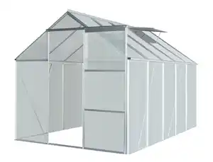 Aluminium Gewächshaus mit Dachfenster "Boston", ca. 310 x 190 x 193 cm - Silber