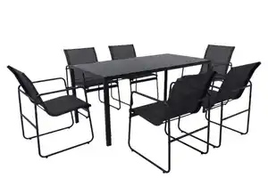 Dining-Set SANTINO 7tlg. Sitzgruppe - Schwarz