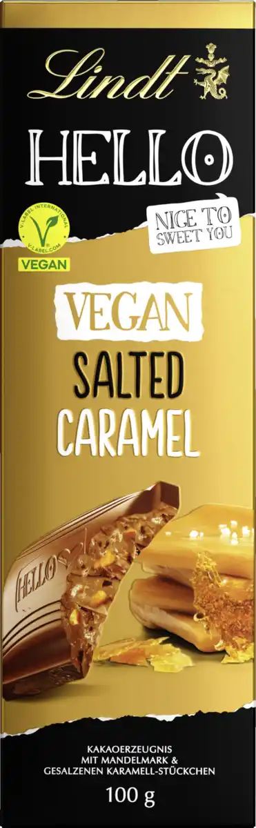 Bild 1 von Lindt HELLO Vegan Salted Caramel Tafel, 100 g